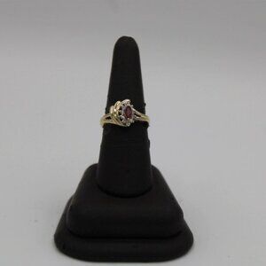 14K Gold Marquise Ruby & Diamond Statement Ring